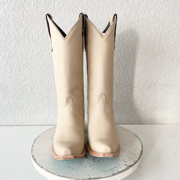 Lane EMMA JANE Womens Cowboy Boots 7.5 Pale Ivory Western Cowgirl Mid Calf Tall - Picture 5 of 11